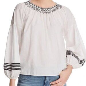 Joie Ghada Black Smocked Top Blouse